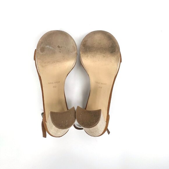 NINE WEST 8 Tan Dempsey Platform Heels Summer Vacation - Picture 7 of 10